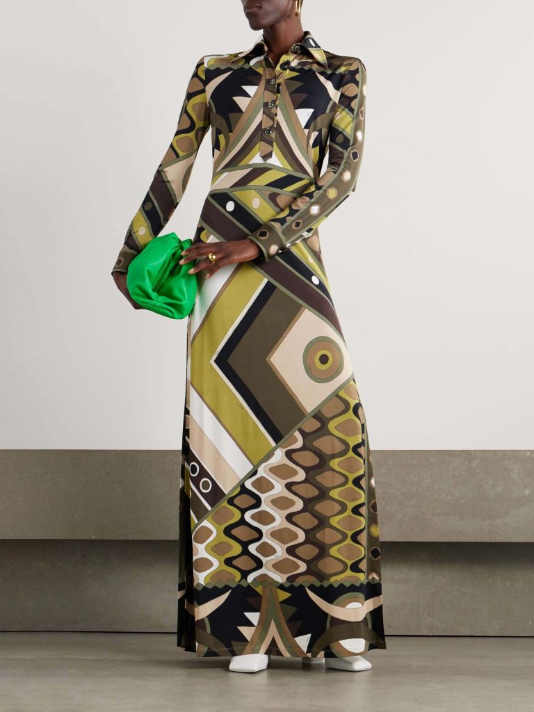 Printed Long Sleeve Maxi Dress
